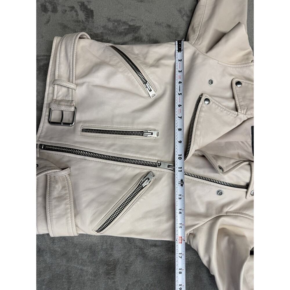 All Saints Off-White Leather Moto Jacket - Picture 9 of 13